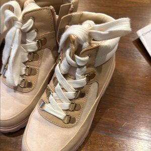 Stylish Women's Tan High-Top Sneakers